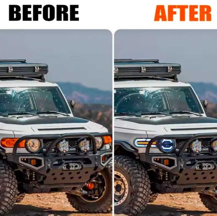 АКЦИЯ Передние фары+поворотники (LED) NEW DESIGN Toyota FJ Cruiser