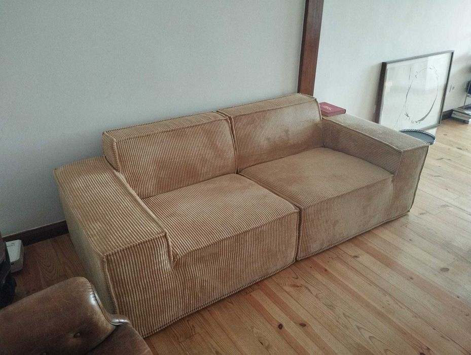Sofá modular cor de areia FOLIO em veludo bombazine | Sem uso, Novo