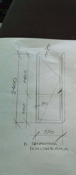 Пластиковая балконная дверь 240*97 см