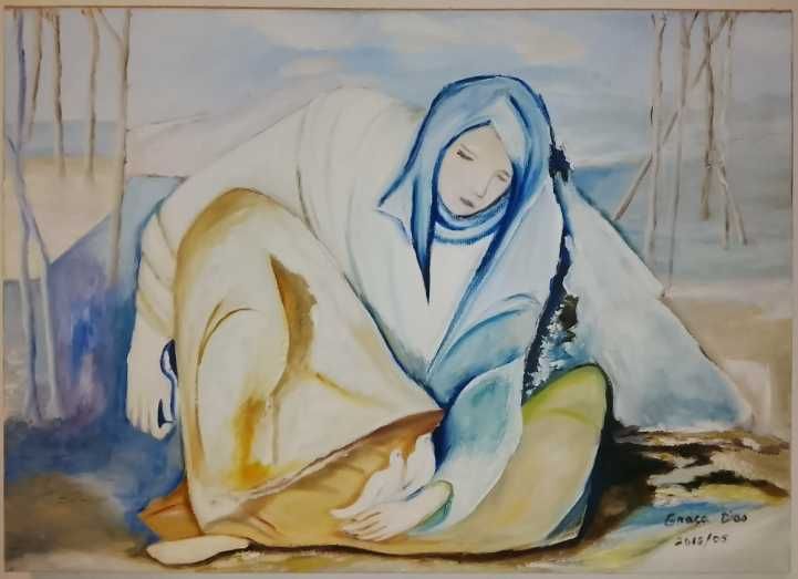Quadro óleo sobre tela "A Senhora da Paz"