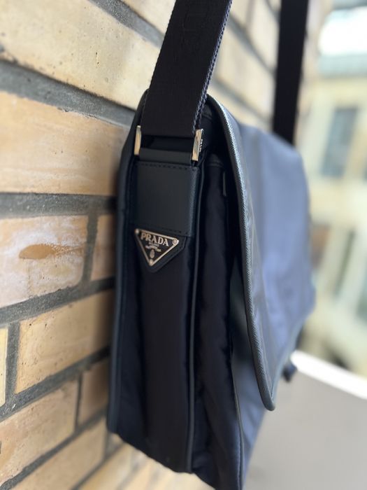 Prada Messenger Shoulder Bag Blue Nylon Tessuto Saffiano