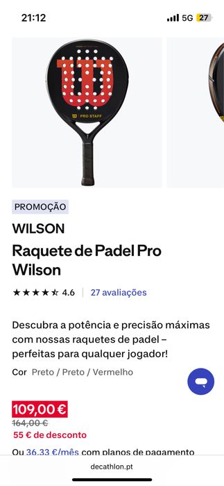 Raquete de padel Wilson Pro Staff