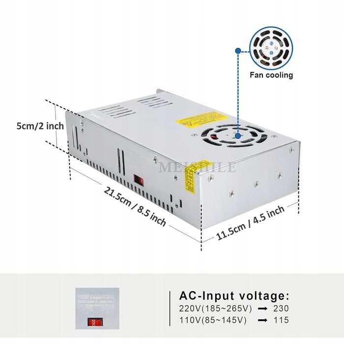 Zasilacz impulsowy transformator DC 48 V 12,5 A 600 W