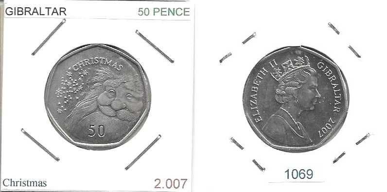 Gibraltar - - - 50 Pence - 2007 - - - Christmas - - - Moeda