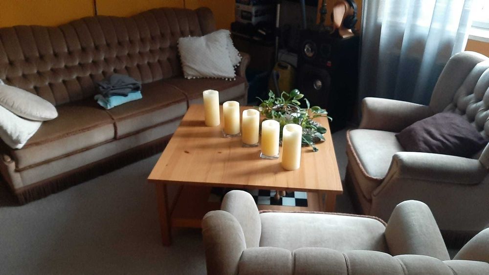 Zestaw mebli vintage, sofa + fotele