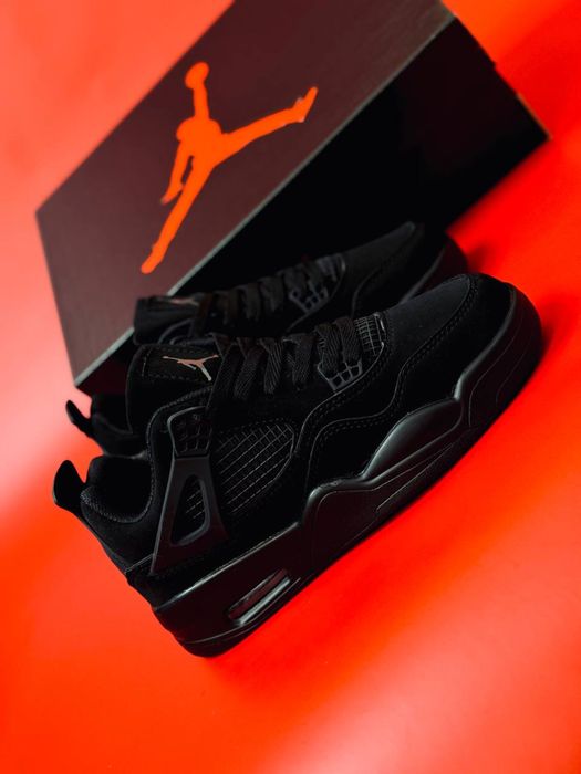 Nike Air Retro Jordan 4 cat premium black набуковые кроссовки Джордан
