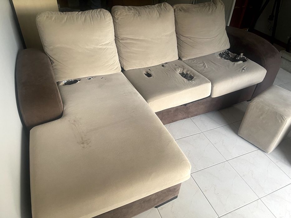 Sofá 3 lugares com Chaise Longue + 2 bancos | 2,25 m