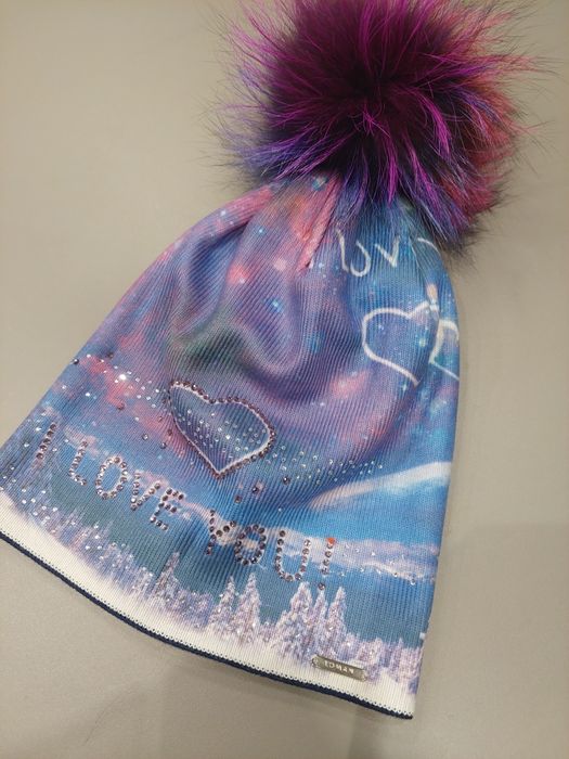 Красивенная шапка Space с натуральным помпоном от Loman! Польша!