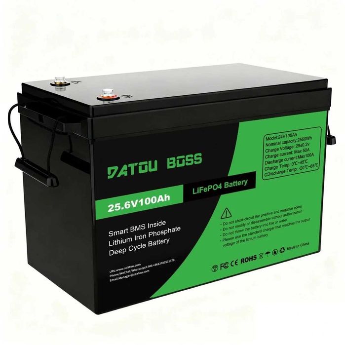 Акумулятор DATOUBOSS 24V 100Ah LiFePO4 з BMS 100A 2560Wh BMS 100A