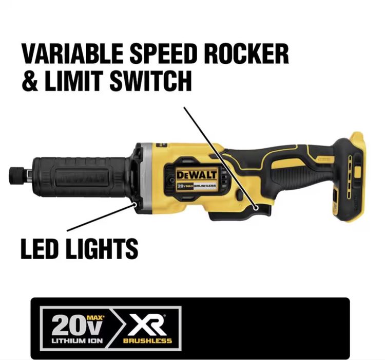 Кутова шліфмашина DeWalt 20V із змінною швидкістю