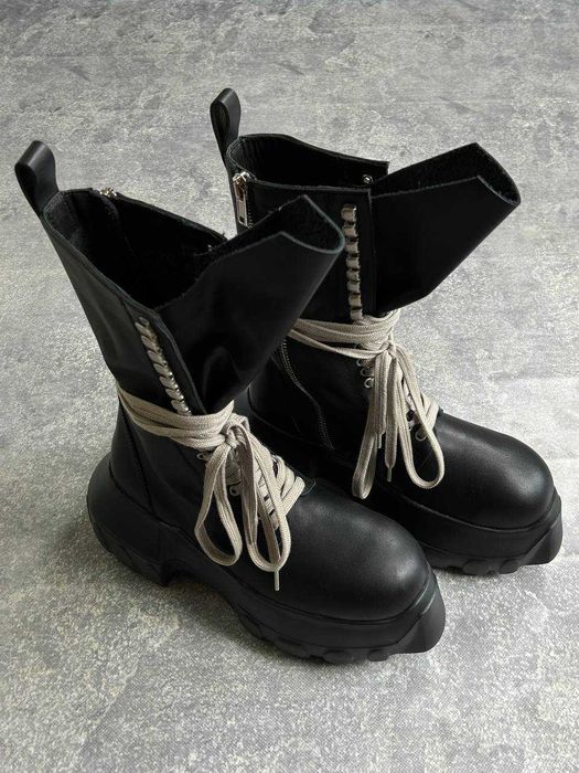 Черевики Rick Owens Dr. Martens Mega lace Tractor boots чорні ботинки