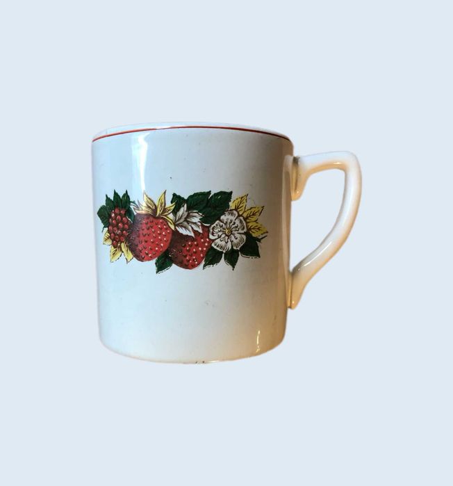Vintage Rustic Mug with Wild Fruit Motifs