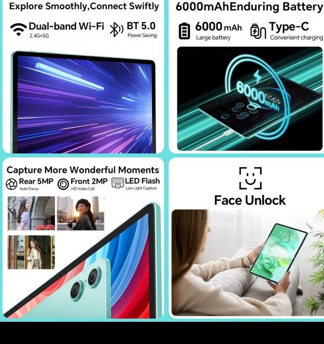 Tablet 6GB+6GB/128 GB android 14,10,1 polegadas novo na caixa. GPS