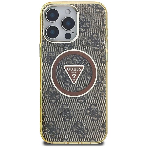 Etui Guess IML Metal Glitter 4G Circle Triangle MagSafe na iPhone 16 P