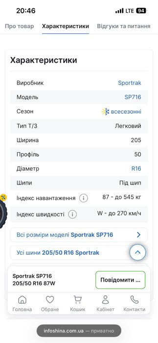 Шини 205 50 zr16