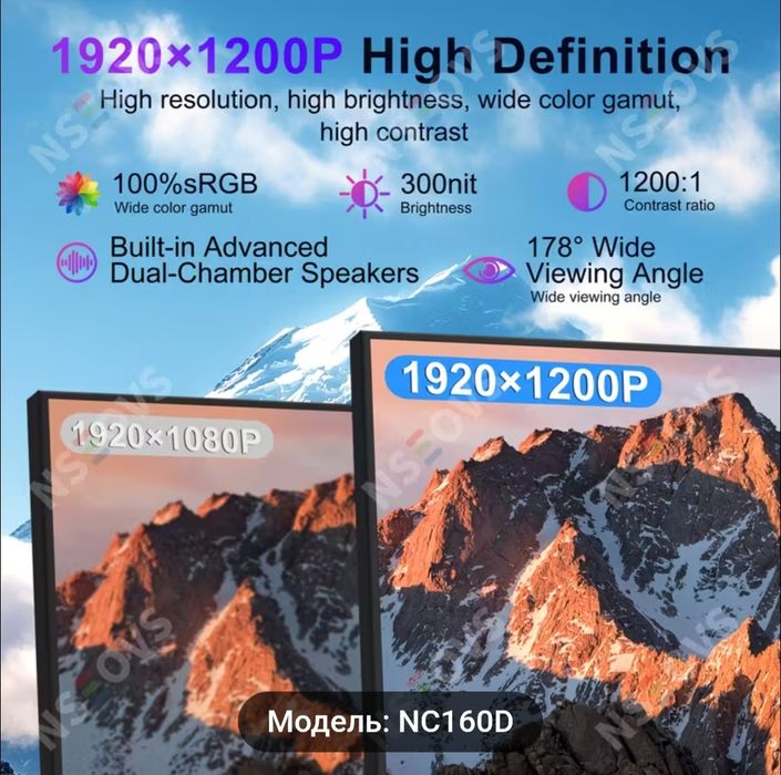 NSEOVS 16" Портативний Монітор 60Гц