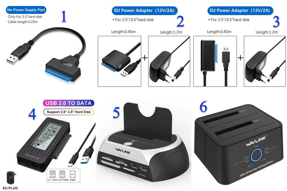Адаптер докстанция USB 3.0 на SATA для подключения HDD и SDD 2,5"/3,5"