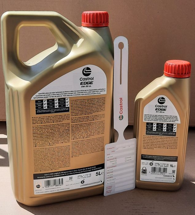 Olej Castrol EDGE 5W-30 LL 6L (5L+1L) + zawieszka serwisowa Castrol PL