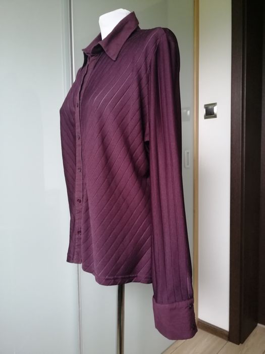 Bluzka damska duża bordowa kołnierzyk długi rękaw  amaranto  4XL/48/20