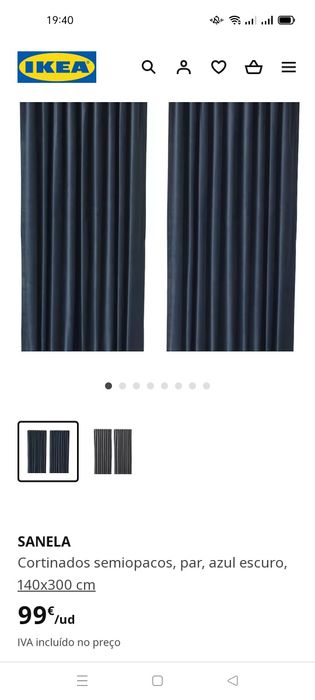 Cortinados SANELA azul escuro, IKEA. NOVOS