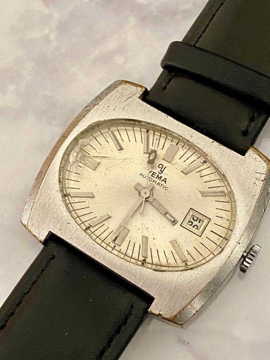 Relógio Yema Automático Caixa Estilo TV (Precisa de Reparação)