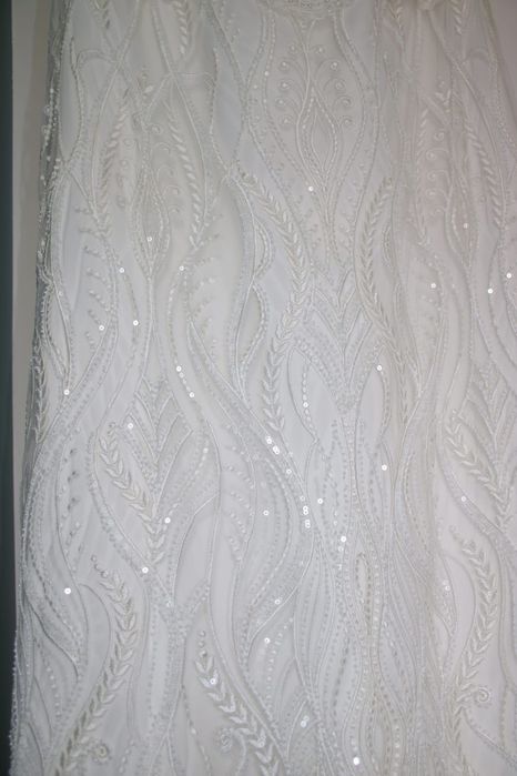 Suknia ślubna wieczorowa biała koraliki Kwiat Lotosu ivory