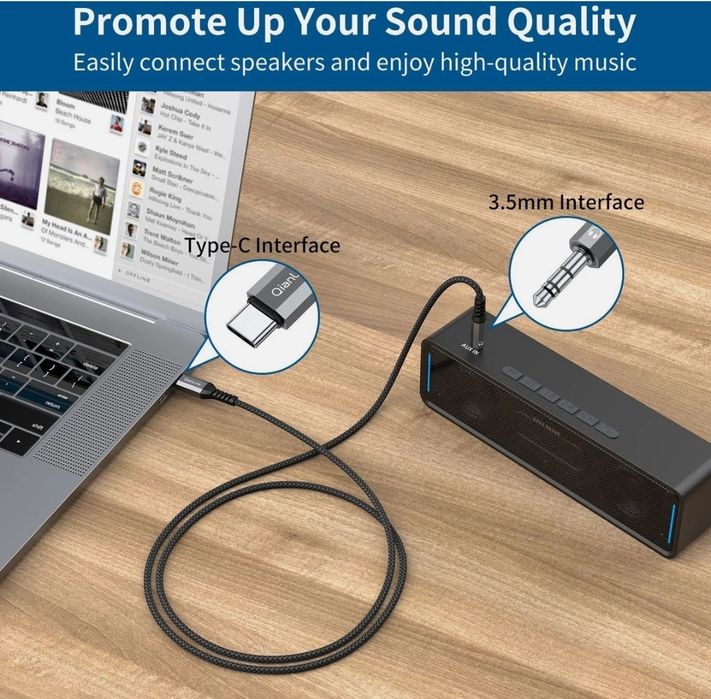Адаптер, перехідник type C Aux audio Quianlink 2 шт.