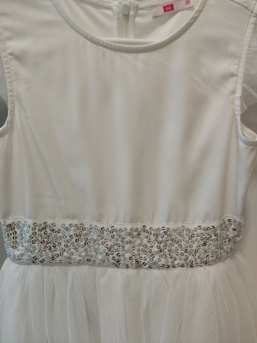 Sukienka biała elegancka dziewczynka 134/140