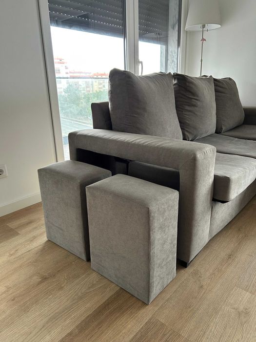 Sofá familiar com chaise longue c/ preço acessível