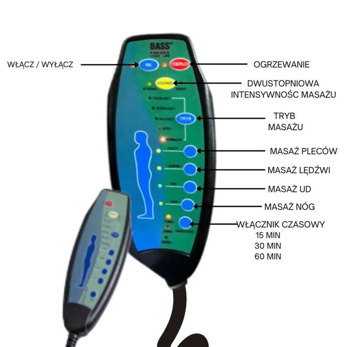 BASS POLSKA Fotel Masujący Rozkładany Z Funkcją Podgrzewania BH30044