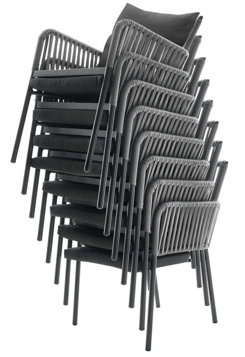 Fotel Krzesło Ogrodowe Sznurek Plecione do Ogrodu Taras Balkon CZARNE