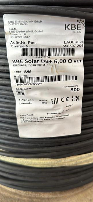 Solar кабель 6мм європейського виробництва для сонячних панелей