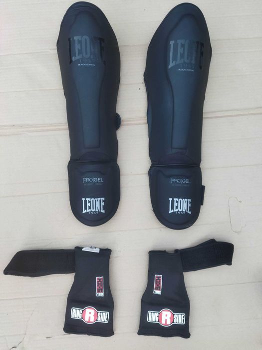 М - защита голени и стопы Leone Mono Black щитки на гомілку захист ніг