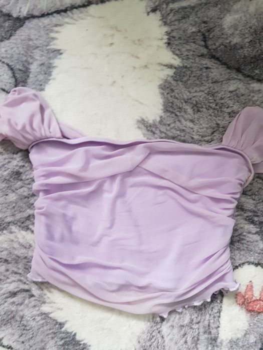 Top liliowy rękawki zwiewne