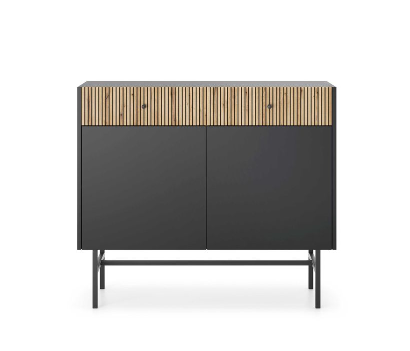 Komoda czarna dąb 104 cm DIVA 2D2SZ - wyprzedaż