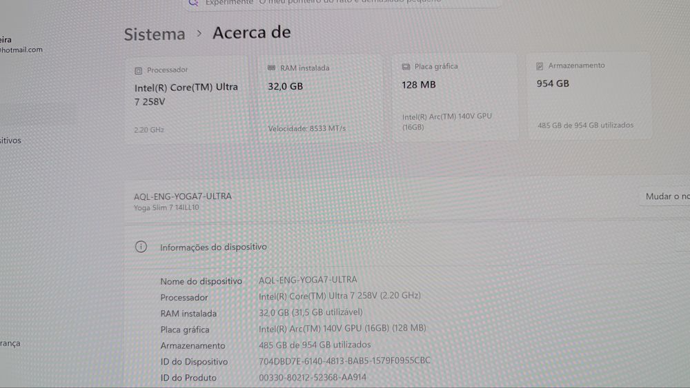 Portatil Lenovo Yoga Aura Edition 32GB ram 1TB SSD