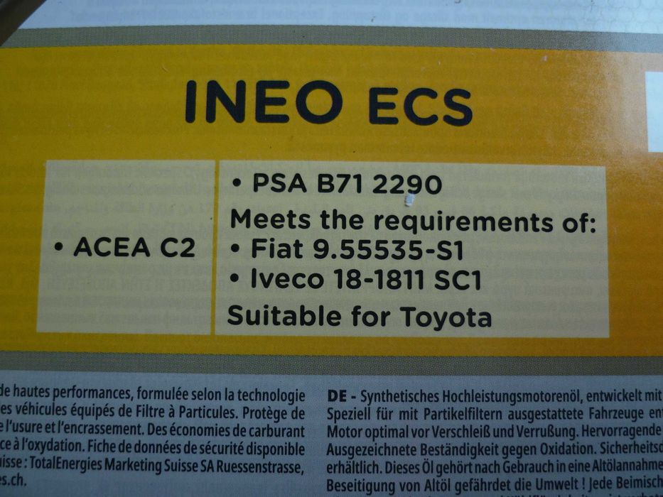 Olej TOTAL QUARTZ INEO ECS 5W30 5L (Norma PSA B71 2290) Odbiór Poznań