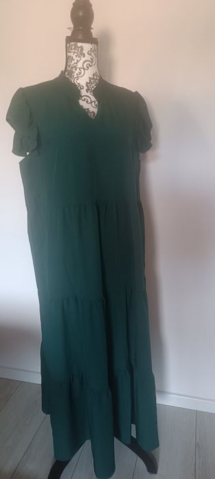 Sukienka długa , zieleń butelkowa