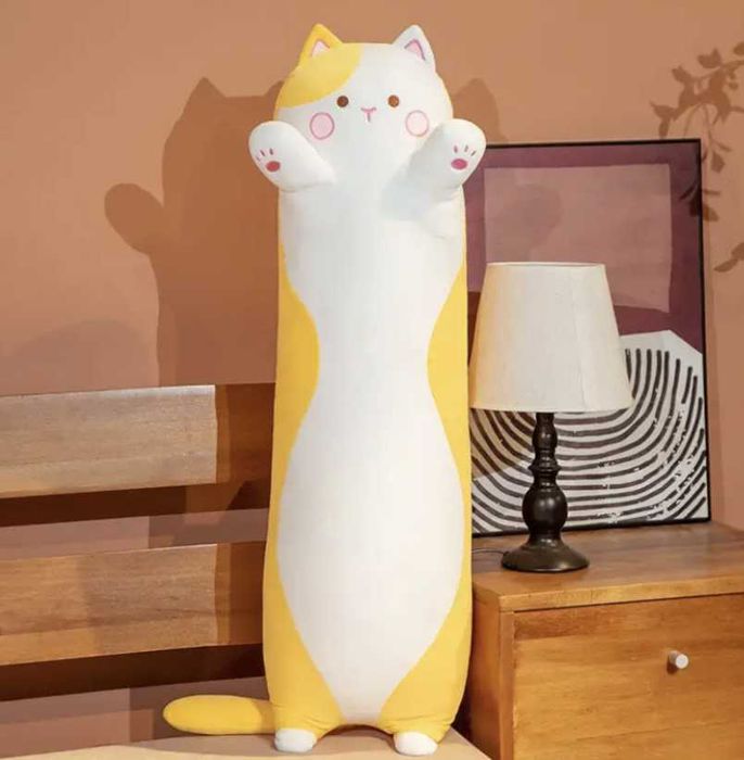 М'яка Іграшка Кіт 90, 110, 130 см, Подушка,Жовтий,Бежевий,Чорний