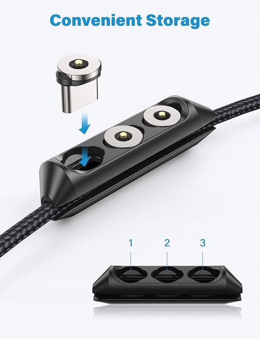 Kabel Magnetyczny USB-C/Micro-USB Ruchomy 6.szt