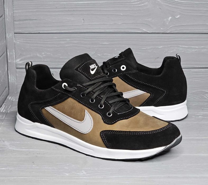 46-50рр! Мужские кожаные черные коричневые кроссовки больших размеров!