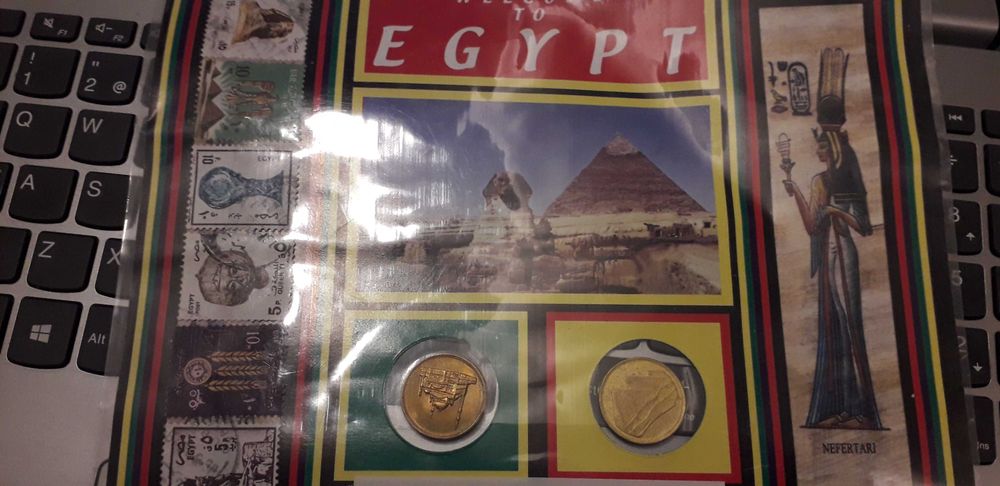 Folder com Moedas e Nota do Egipto