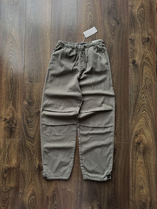 Широкі штани парашути Parachute Cropp Town з утяжками Barrel Utility Joggers Streetwear Drawstring Balloon Wide Fit y2k sk8 Хакі Олива Зелені Мілітарі