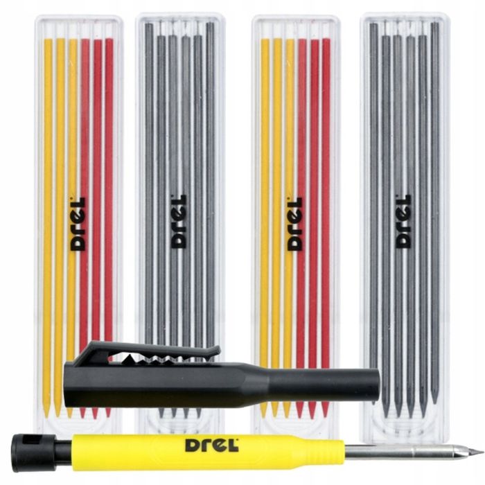 Ołówek Stolarski Budowlany Automatyczny Z Temperówką 24 Szt Wkładów Oł