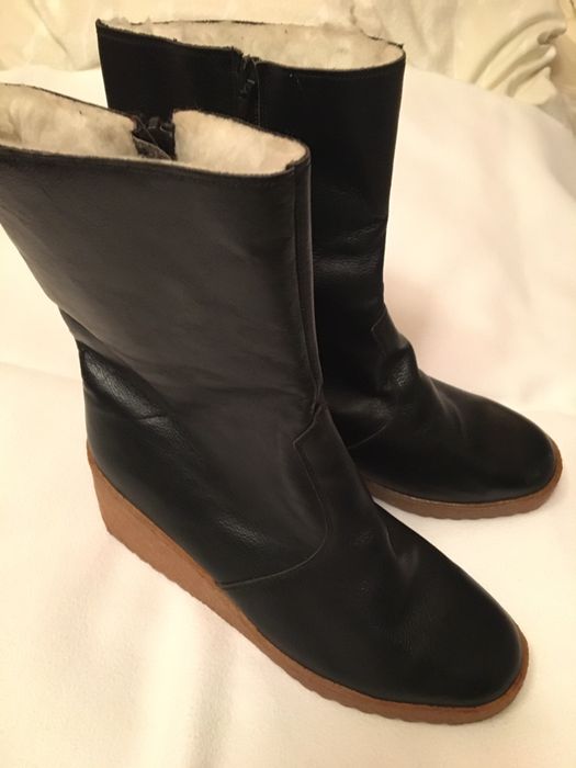 Полусапожки зимние, кожа, 26-26,5 см, Югославия, новые, черный цвет