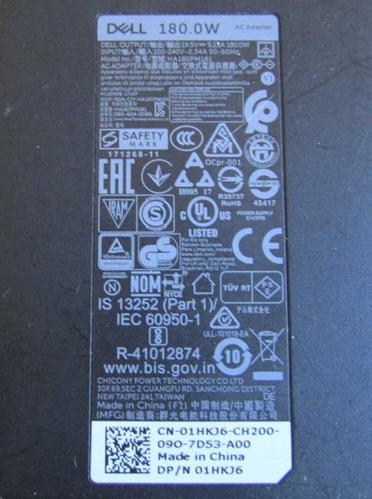 Carregador Original Dell 180W 19,5v/9,23a/Excelente condição a 100%