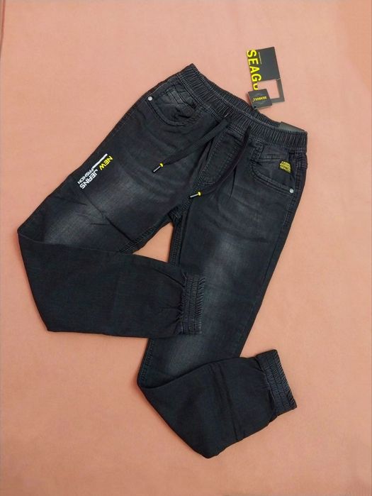 Чорні джинси джогери для хлопчика підлітка 146-152 см, Seagull