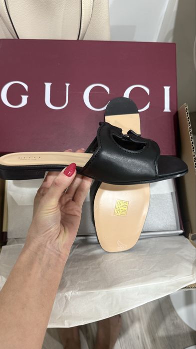 Gucci klapki 38 czarne skóra nowe