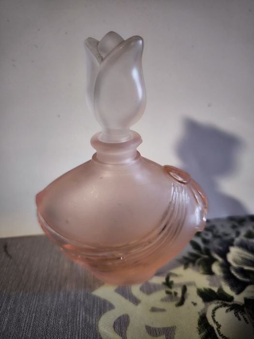 Vintage vidro acetinado rosa fosco 4 peças