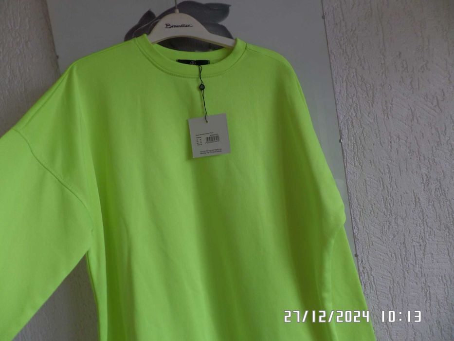 Nowa Missguided mini żółta dresowa sukienka oversize 34/36